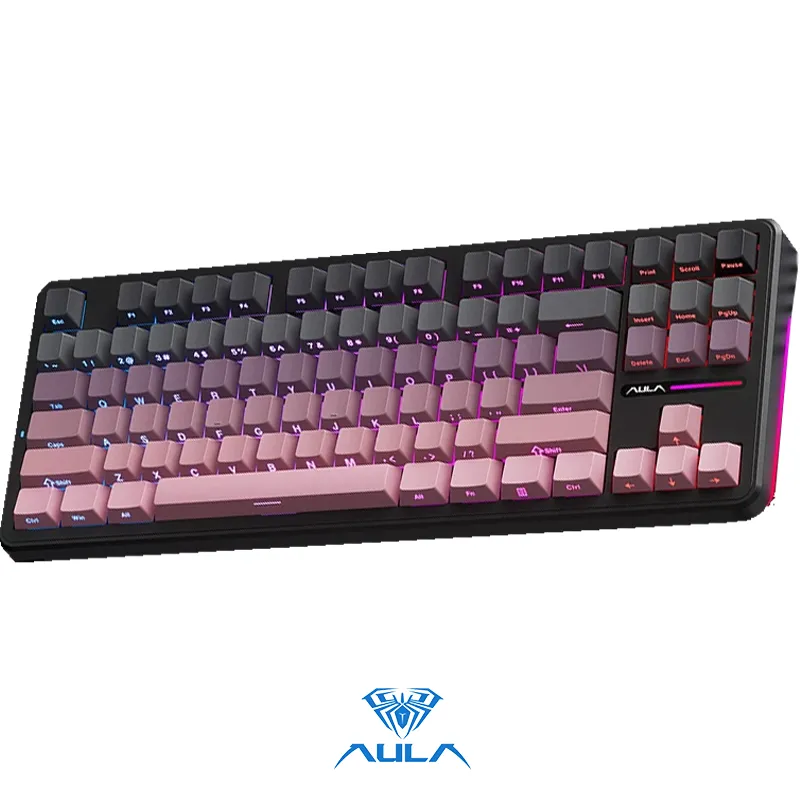 AULA F87 Pro Wireless Mechanical Gaming Keyboard - Color: Pink