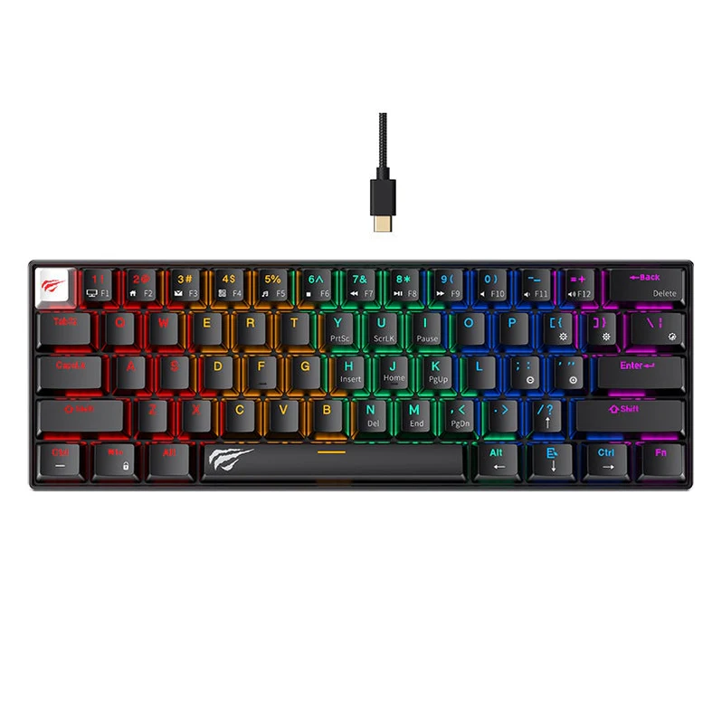 Havit KB903L Mechanical Gaming Keyboard BLACK-RED SW 60% - Color: Black