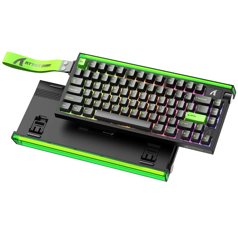 ATTACK SHARK R85 HE Rapid Trigger Keyboard Magnetic Switch with Custom Lightbox - Color: Black & Green