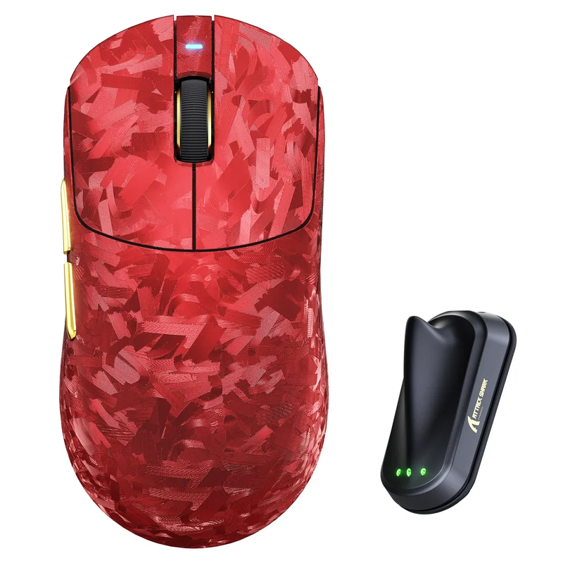 ATTACK SHARK RS3 ULTRA Carbon Fiber Wireless PAW3955MAX Gaming Mouse - Color: Red