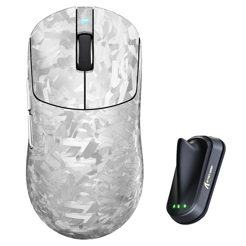 ATTACK SHARK RS3 ULTRA Carbon Fiber Wireless PAW3955MAX Gaming Mouse - Color: White